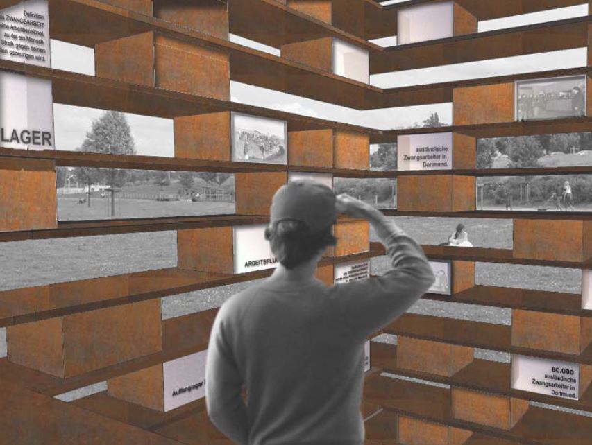 Begehbare Skulptur: Gedenkstätte am PHOENIX See zur Zwangsarbeit im Zweiten Weltkrieg